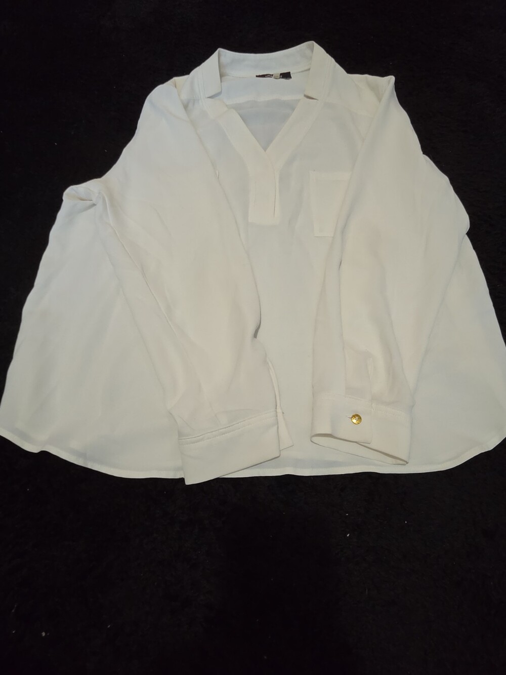 Nine West Blouse White Pocket Split Neck Career Top Gently Used Size PXL - Picture 16 of 16